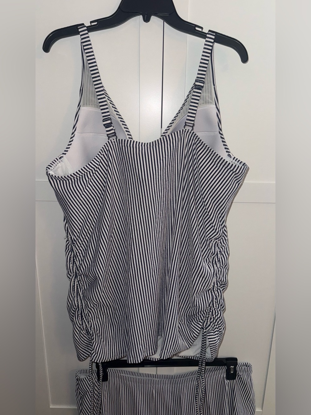 Cacique Navy & White Striped Tankini with skort  44D top / 22 bottom - Picture 2 of 10